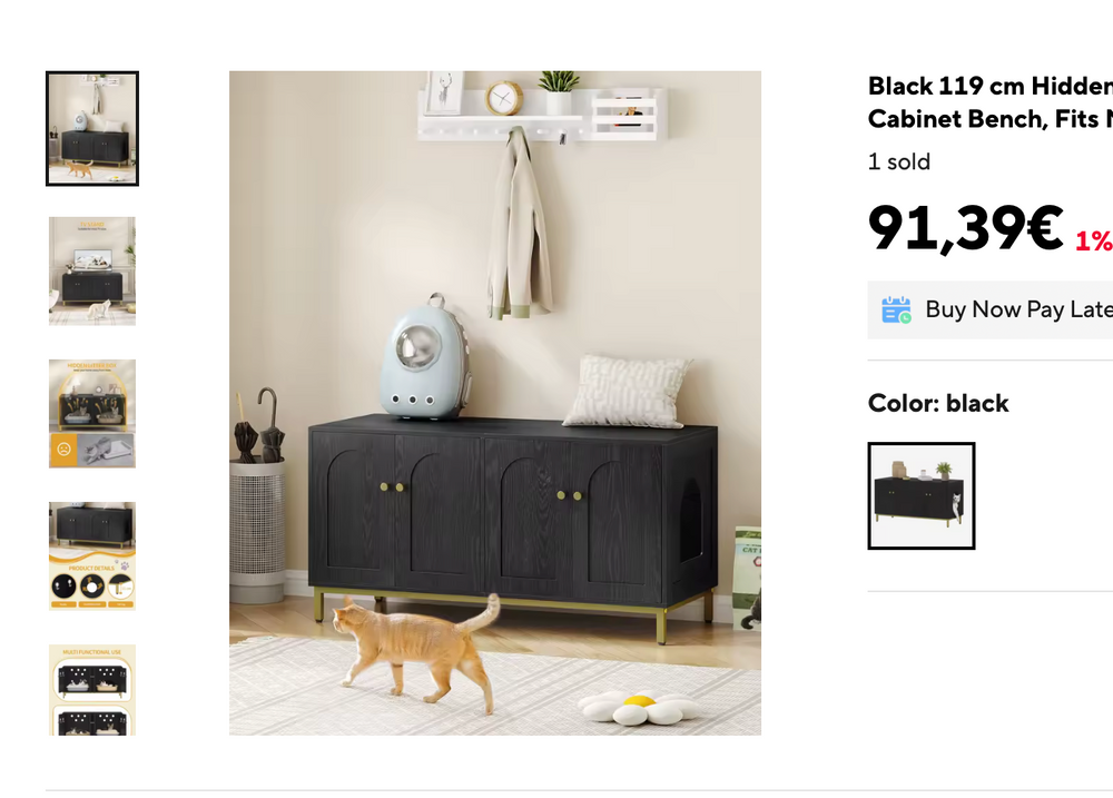 Meuble Cache-Litière Chat Noir Premium — Monaco — Maison Féline 1