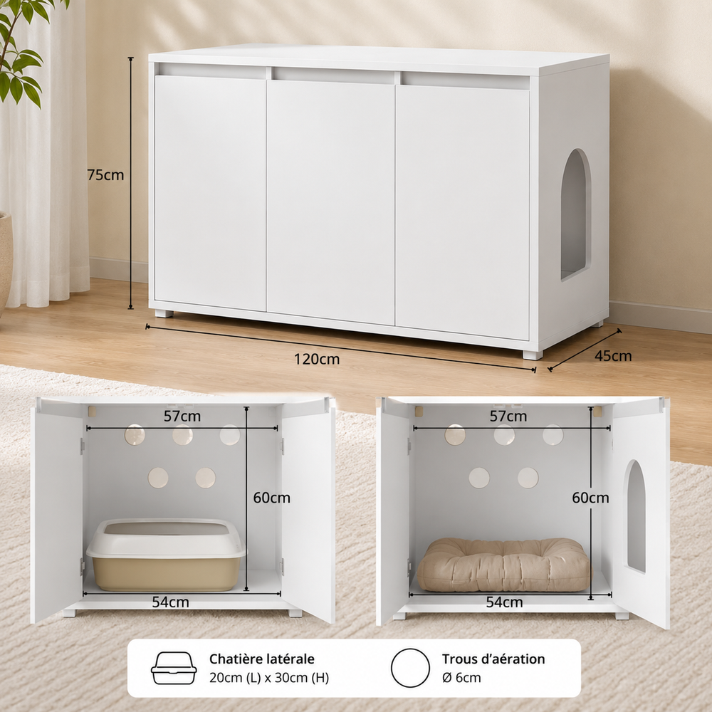Maison Féline Alcôve — Meuble Cache-Litière Design 3